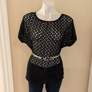 Pretty Rebellious black crochet top with belt loops size XS